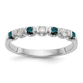 14K White Gold Blue & White Diamond Band - 7